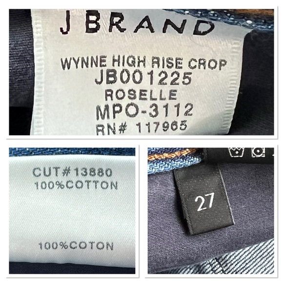 JBRAND WYNNE 100% COTTON HIGH RISE CROP JEANS Sz 27 - Picture 9 of 9